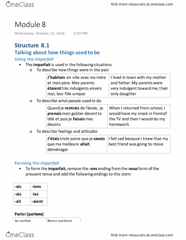 FREN 105 Chapter Notes - Chapter 8: Chapeau, Indirection, Cedilla thumbnail