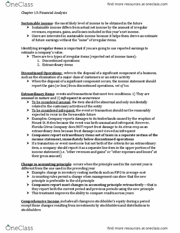 ACCT I S 100 Chapter Notes - Chapter 13: Pro Forma, Institute For Operations Research And The Management Sciences, Mci Inc. thumbnail