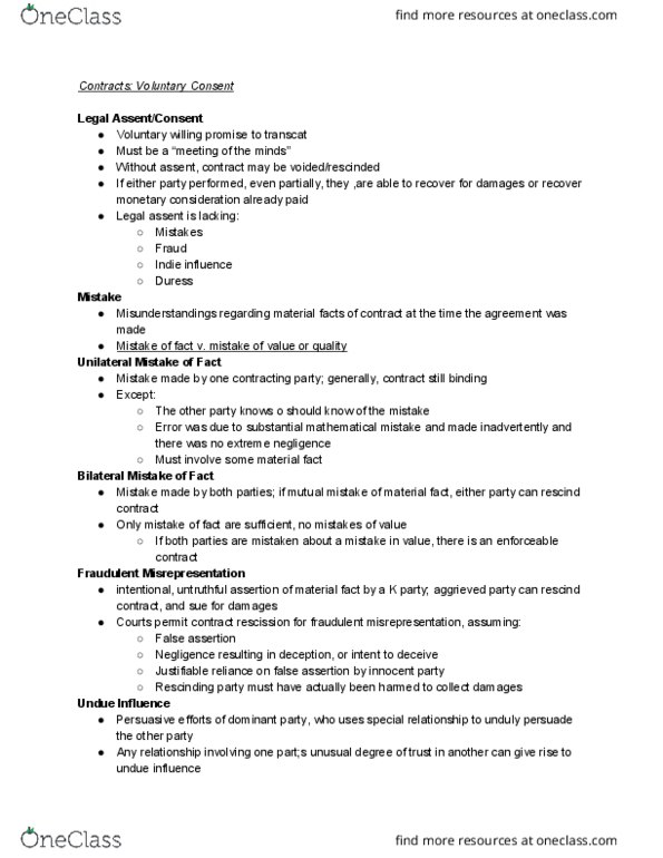 ACC 205 Lecture Notes - Lecture 13: Rescission, Standard Form Contract, Unconscionability thumbnail