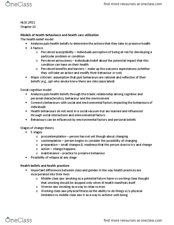 HLSC 2P21 Chapter Notes - Chapter 10: Homeopathy, Medical Tourism, Cognitive Model thumbnail