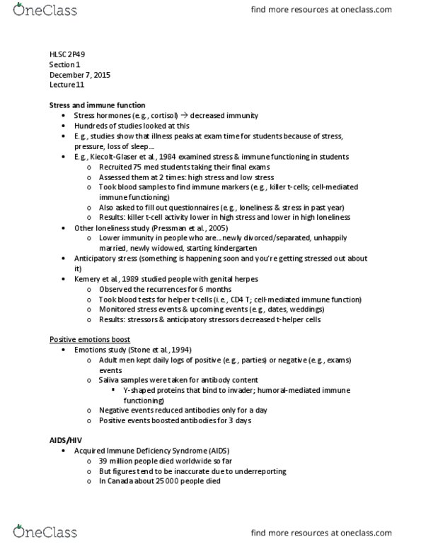 HLSC 2P49 Lecture Notes - Lecture 11: Metastasis, Mammography, Ozone Depletion thumbnail