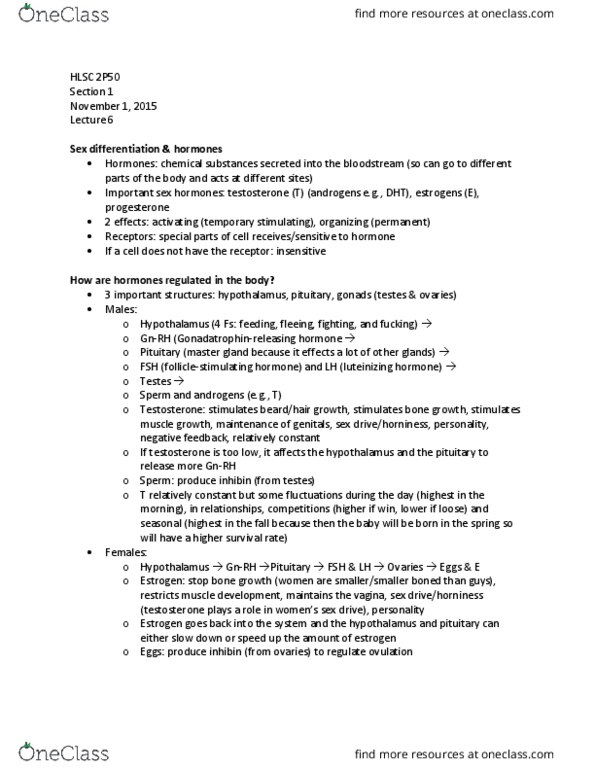 HLSC 2P50 Lecture Notes - Lecture 6: Pubic Hair, Menarche, Castrato thumbnail