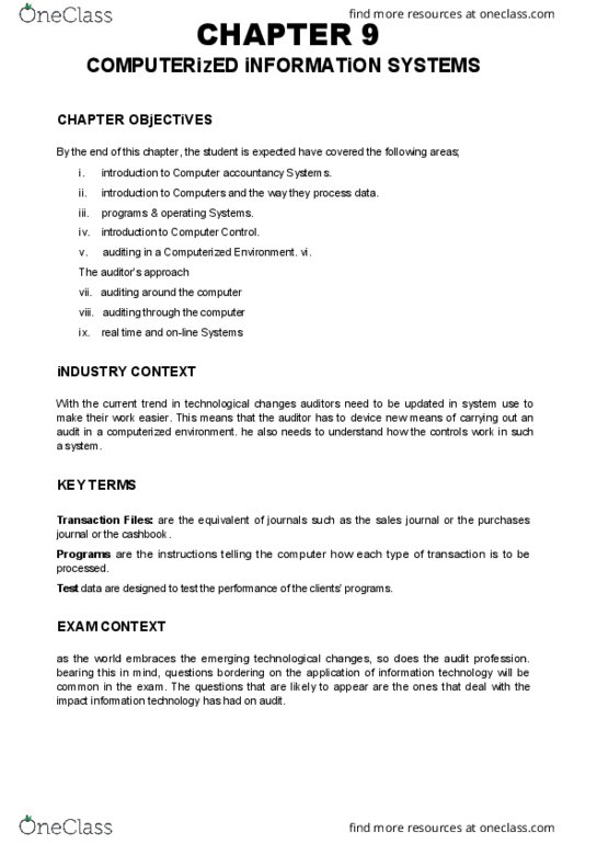 CPSC 079 Lecture 9: Auditing and Assurance study notes chapter 9 thumbnail