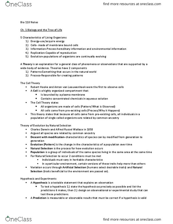 BIOL 118 Lecture Notes - Lecture 1: Louis Pasteur, Antonie Van Leeuwenhoek, Robert Hooke thumbnail