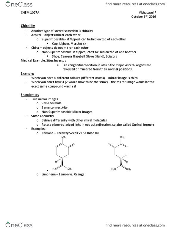 Chemistry 1027A/B Lecture Notes - Lecture 6: Racemic Mixture, Methamphetamine, Phocomelia thumbnail
