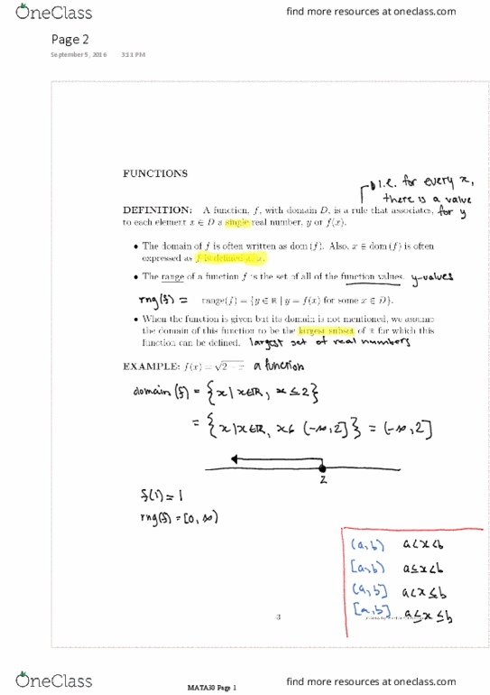 MATA30H3 Lecture 1: Functions Booklet thumbnail