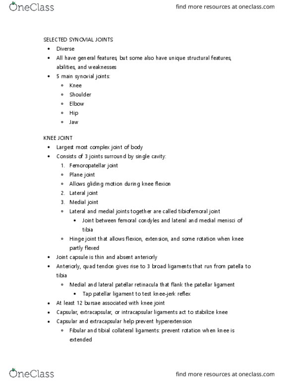 BIOL 243 Lecture Notes - Lecture 11: Capsaicin, Arthroscopy, Osteoarthritis thumbnail