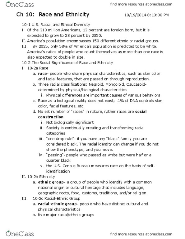 SOC 201 Chapter Notes - Chapter 10: Persian Language, Median Income, Triple Oppression thumbnail