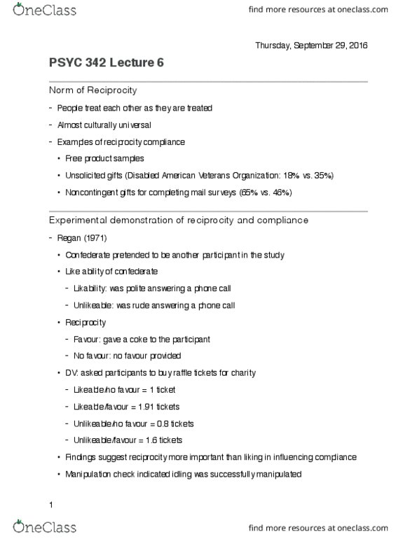 PSYC 342 Lecture Notes - Lecture 6: Rafe, Disabled American Veterans, Free Product thumbnail