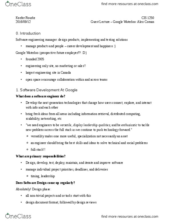 CIS 1250 Lecture Notes - Lecture 2: Whiteboard, Code Refactoring, Push Technology thumbnail