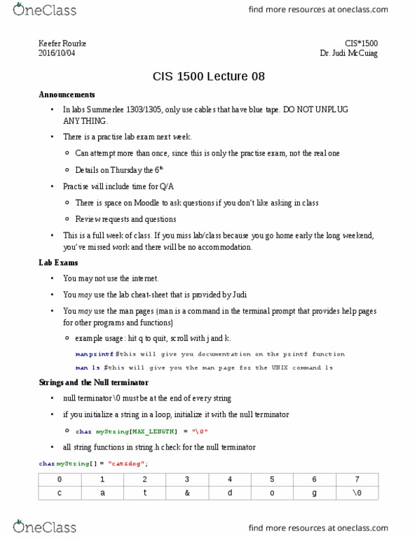 CIS 1500 Lecture Notes - Lecture 8: Ex-Gay Movement, Negative Number, Lexicographical Order thumbnail