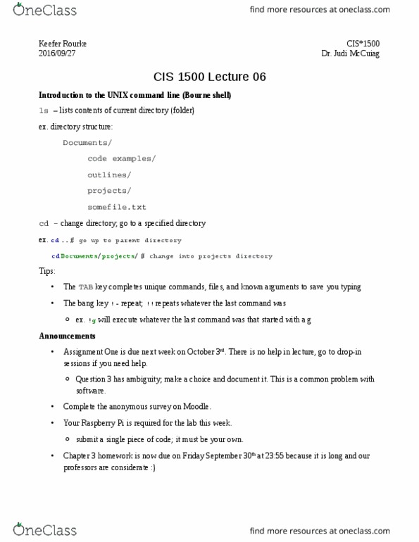 CIS 1500 Lecture Notes - Lecture 6: Switch Statement, Scanf Format String, Bourne Shell thumbnail