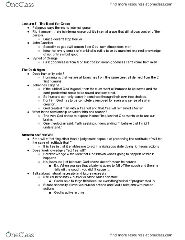 THEO 24842 Lecture Notes - Lecture 8: John Cassian, John Scotus Eriugena, The Need thumbnail