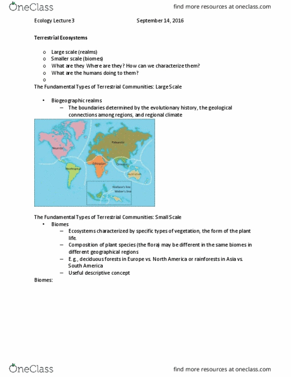 BIOL 2Q04 Lecture Notes - Lecture 3: Bouctouche, Biodiversity Hotspot, Northern Hemisphere thumbnail