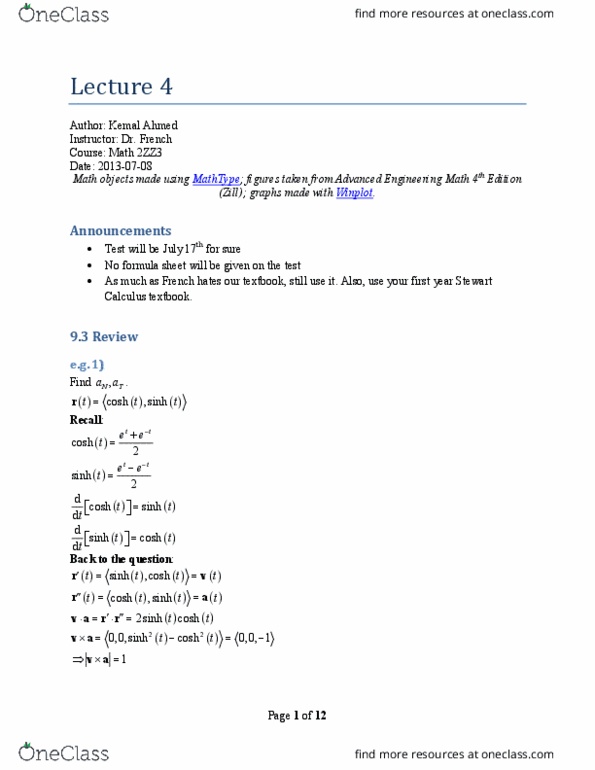 MATH 2ZZ3 Lecture Notes - Lecture 4: Scilab, Directional Derivative, Unit Vector thumbnail