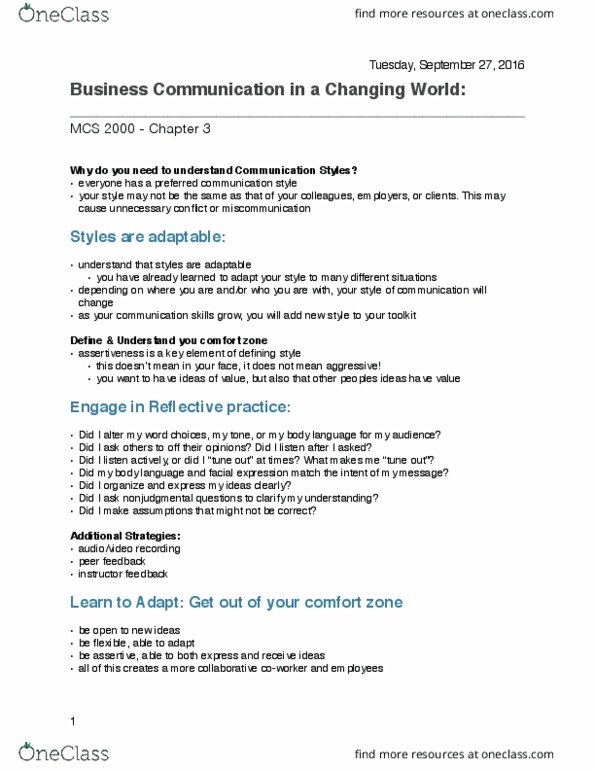 MCS 2000 Lecture Notes - Lecture 3: Nonverbal Communication, Hearing Loss thumbnail