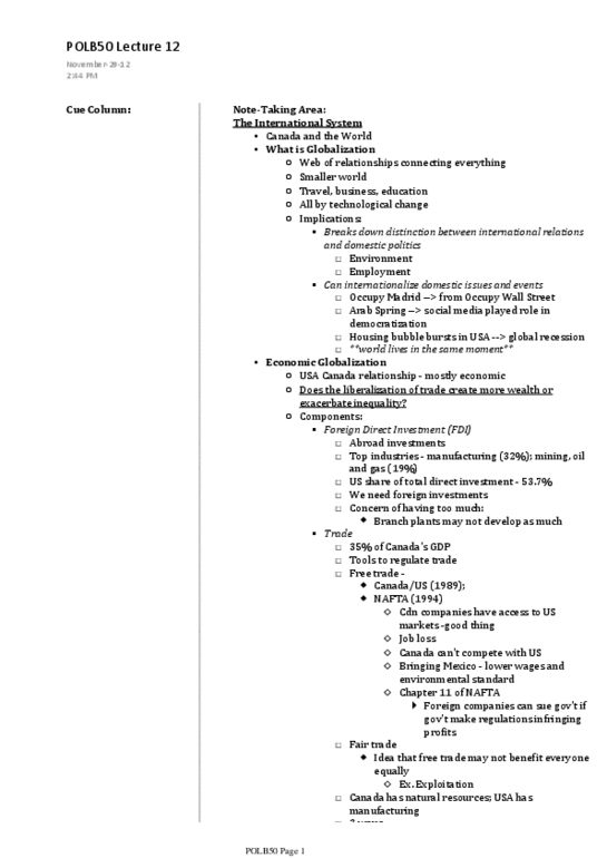 POLB50Y3 Lecture Notes - Lecture 12: Real Estate Bubble, Cultural Globalization, Foreign Direct Investment thumbnail