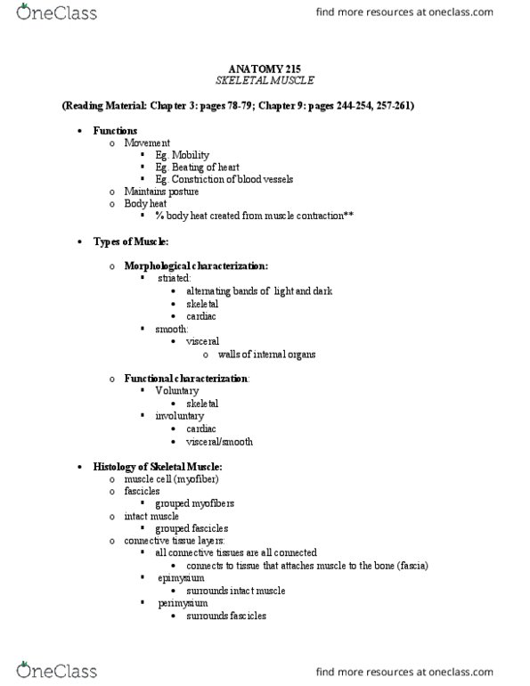 ANAT 215 Lecture Notes - Lecture 14: Motor Unit, Motor Neuron, Neuromuscular Junction thumbnail