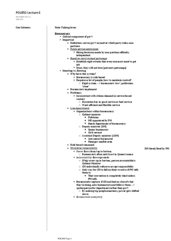 POLB50Y3 Lecture Notes - Lecture 8: Civil Service thumbnail