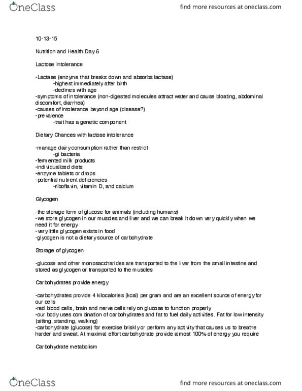 ESS 3 Lecture Notes - Lecture 6: Fermented Milk Products, Homeostasis, Lactose Intolerance thumbnail