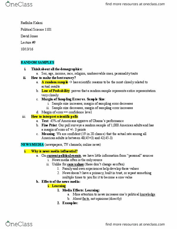 POL 1101 Lecture Notes - Lecture 9: Sample Size Determination, Institute For Operations Research And The Management Sciences thumbnail