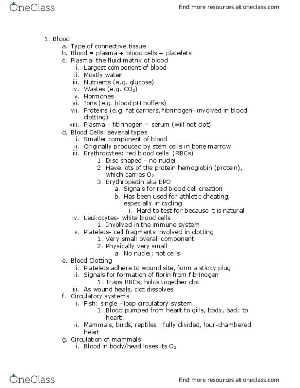 BISC 132 Lecture Notes - Lecture 16: Atherosclerosis, Red Blood Cell, Blood Plasma thumbnail