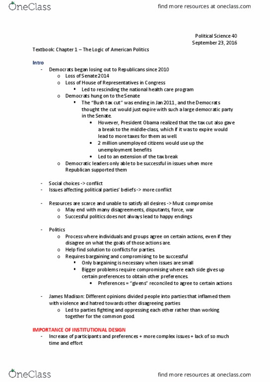 POL SCI 40 Chapter Notes - Chapter 1: European Cooperation In Science And Technology, Impeachment Of Bill Clinton, Transaction Cost thumbnail