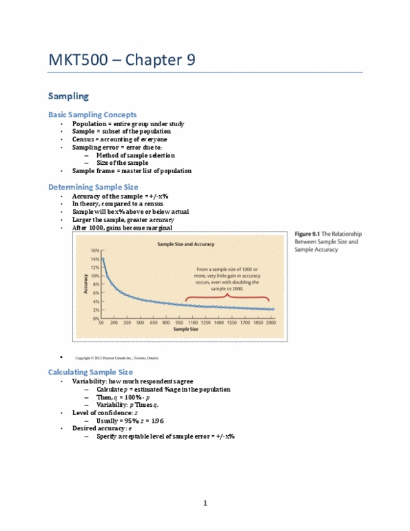 MKT 400 Chapter Notes -Systematic Sampling, Stratified Sampling, Cluster Sampling thumbnail