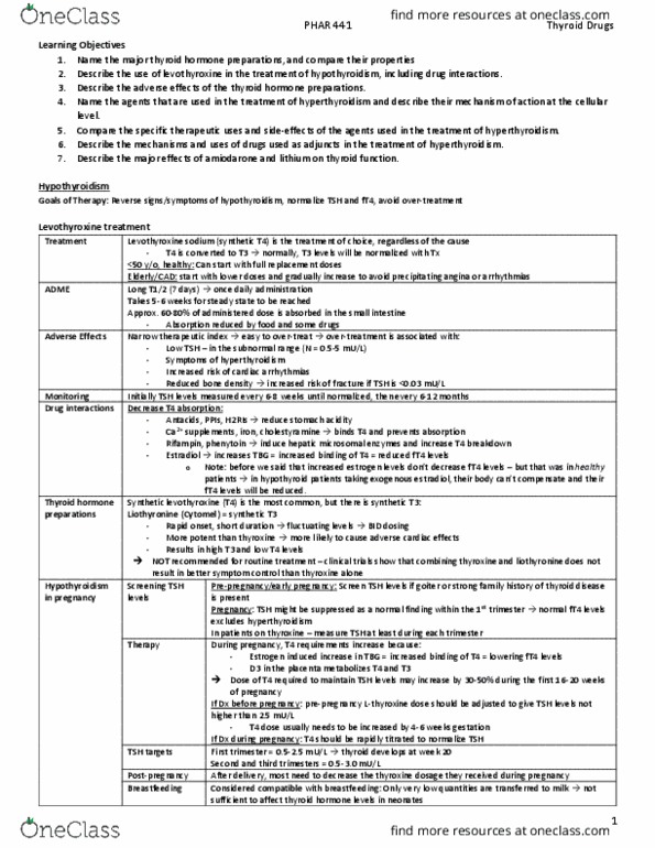 PHAR 441 Lecture Notes - Lecture 7: Hepatotoxicity, Thyroid Storm, Aplasia thumbnail