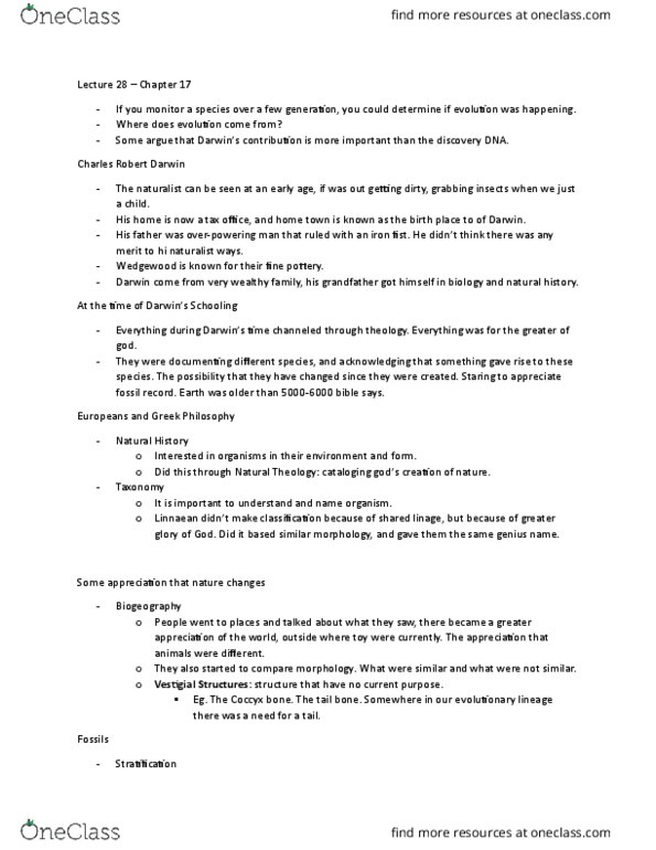 BIOA01H3 Lecture Notes - Lecture 28: Daphne Major, Giant Armadillo, Thomas Robert Malthus thumbnail