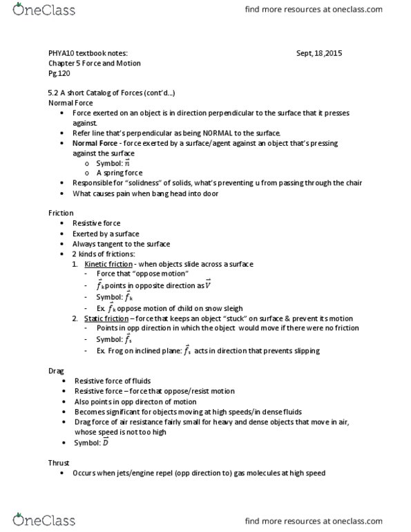 PHYA10H3 Chapter Notes - Chapter 5: Mass, Kinematics, Exhaust Gas thumbnail