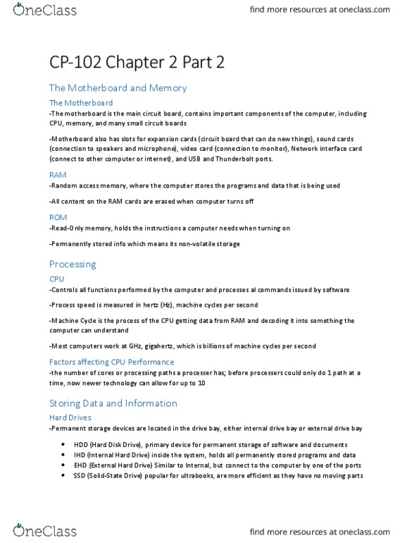 CP102 Chapter Notes - Chapter 2: Flash Memory, Usb 3.0, Assistive Technology thumbnail