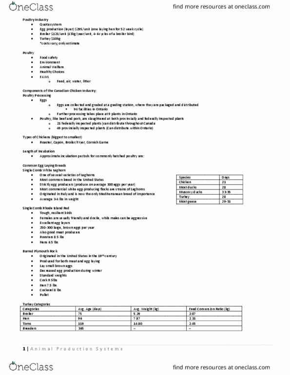 AGR 2350 Lecture Notes - Lecture 1: Plymouth Rock Chicken, Leghorn Chicken, Food Safety thumbnail