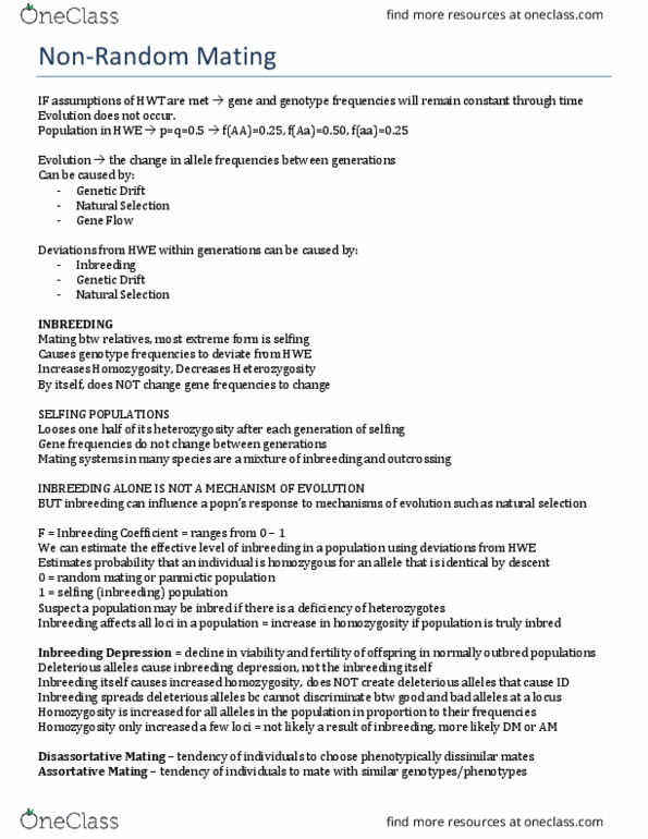 BIOL 3020 Lecture Notes - Lecture 3: Hyperkalemic Periodic Paralysis, Inbreeding Depression, Genotype Frequency thumbnail