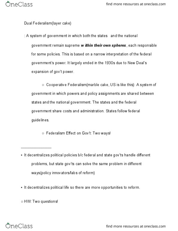 HIST 120 Lecture Notes - Lecture 8: Popular Referendum, Marble Cake, Tenth Amendment To The United States Constitution thumbnail