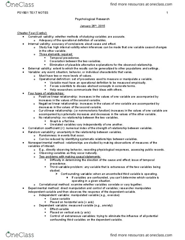 PSYB01H3 Chapter Notes - Chapter 4, 5: Predictive Validity, Face Validity, Inter-Rater Reliability thumbnail