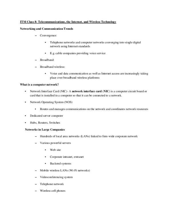 ITM 100 Lecture : ITM100 Class 8-11 notes thumbnail