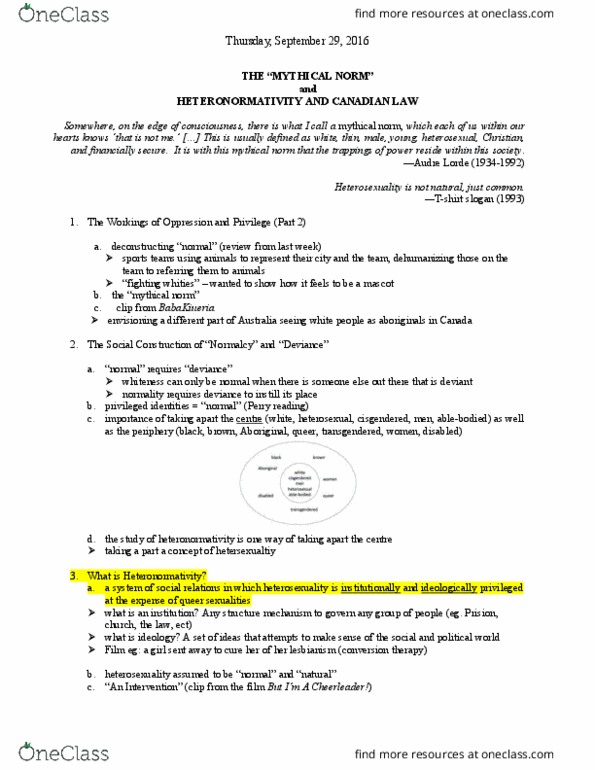 SOSC 1350 Lecture Notes - Lecture 4: Phycology, Adrienne Rich, Audre Lorde thumbnail