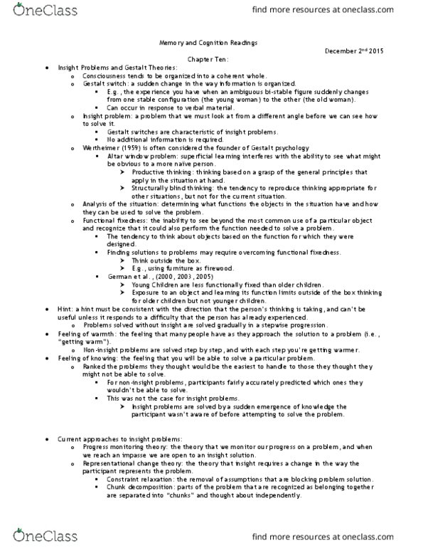 PSYB57H3 Chapter Notes - Chapter 10: Combinatorial Explosion, Face Validity, General Problem Solver thumbnail