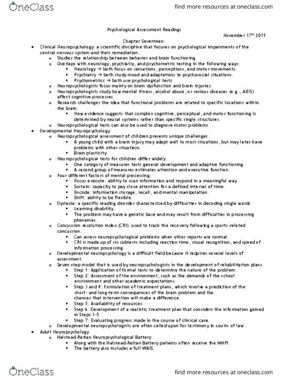 PSYC37H3 Chapter Notes - Chapter 17: Telehealth, Mhealth, Memory Span thumbnail