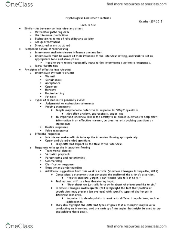 PSYC37H3 Lecture Notes - Lecture 6: Mental Status Examination, Social Facilitation thumbnail