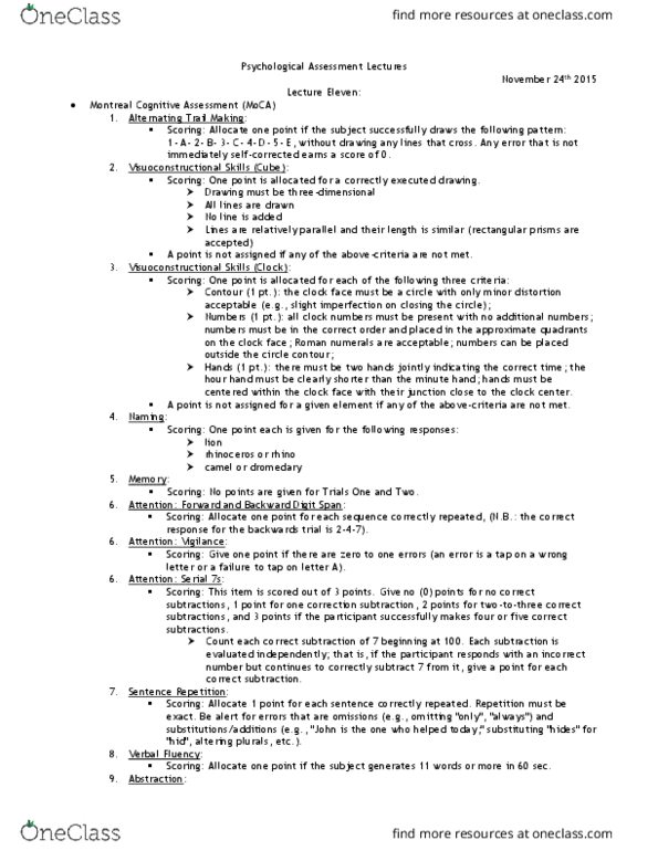 PSYC37H3 Lecture Notes - Lecture 11: Mild Cognitive Impairment, Memory Span, Takers thumbnail