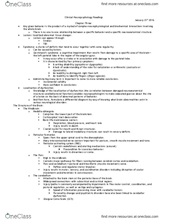 PSYC31H3 Chapter Notes - Chapter 3: Thermoregulation, Striatum, Commissurotomy thumbnail