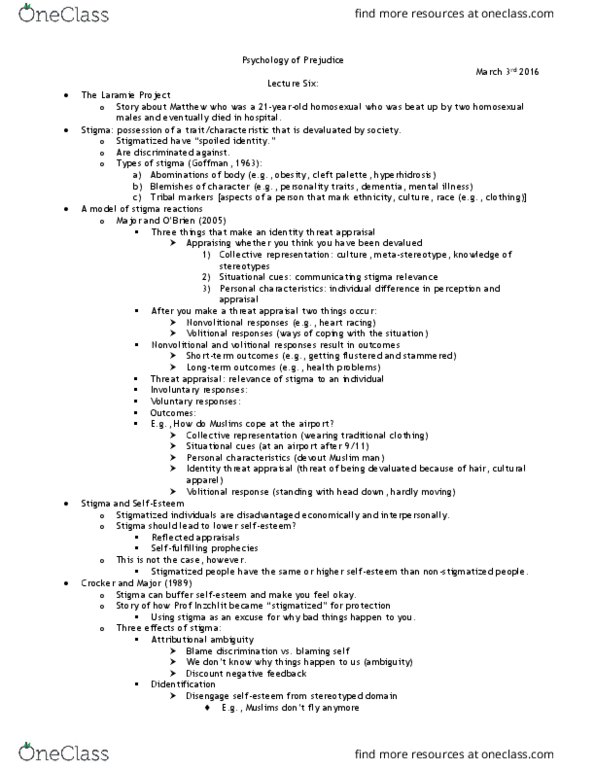 PSYC12H3 Lecture Notes - Lecture 6: Social Comparison Theory, Stroop Effect, Confirmation Bias thumbnail