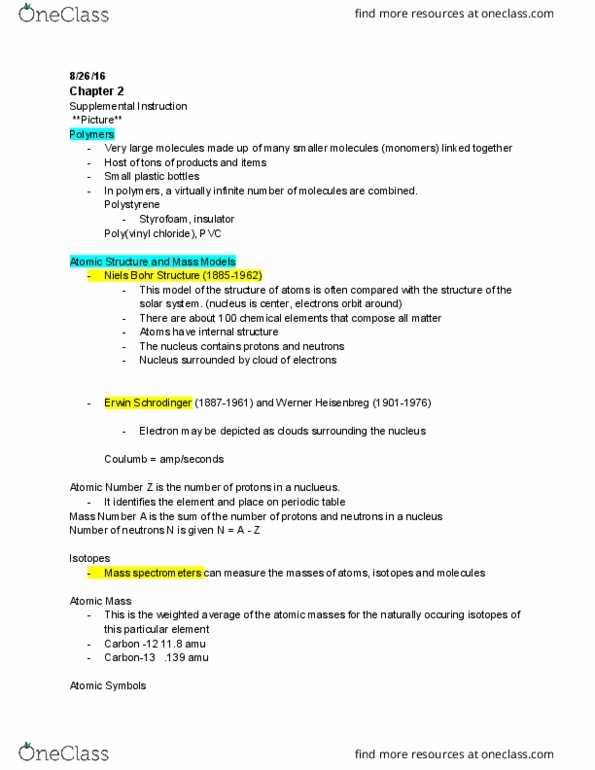 CHEM 167 Lecture Notes - Lecture 2: Chemical Formula, Benzene, Seasonality thumbnail