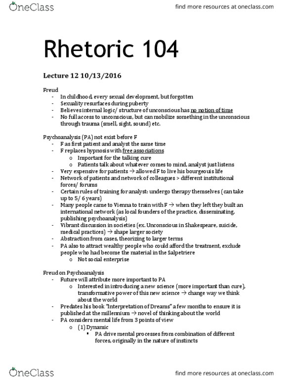 RHETOR 104 Lecture Notes - Lecture 12: Oedipus Complex, Cathexis, Father Figure thumbnail