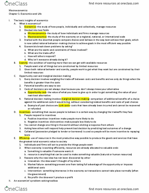 ECO 2013 Chapter Notes - Chapter 1: Positive Statement, Market Failure, Normative Economics thumbnail