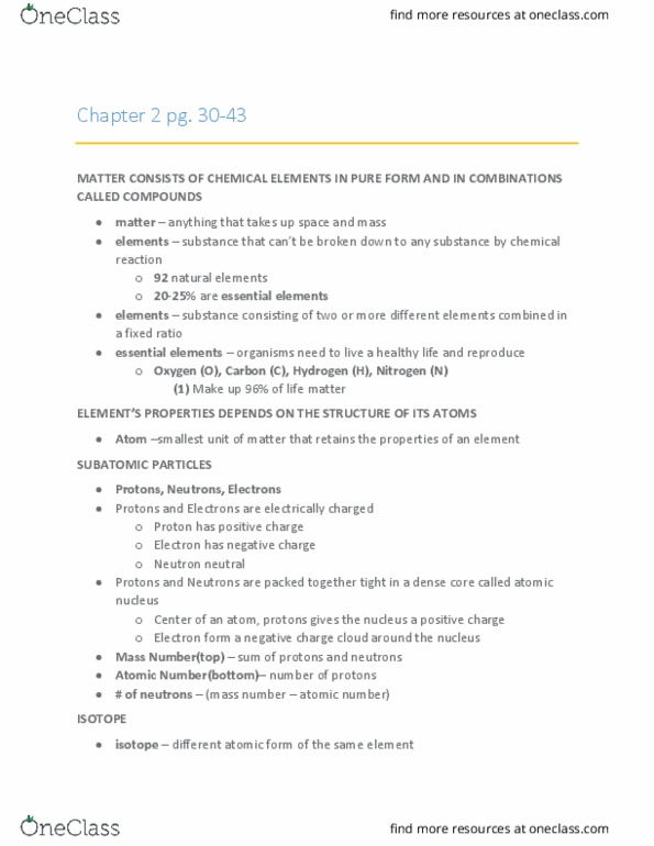 BIO SCI 93 Lecture Notes - Lecture 2: Covalent Bond, Single Bond, Double Bond thumbnail