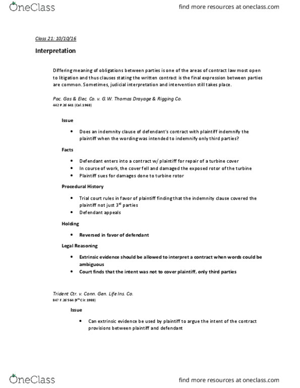 LAW 600A Lecture Notes - Lecture 21: Samuel L. Mitchill, Frivolous Litigation, Parol Evidence Rule thumbnail