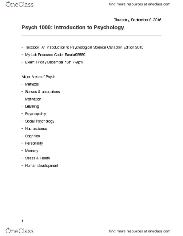 PSYC 1000 Chapter Notes - Chapter 1.1: Pseudoscience, Critical Thinking, Psychopathy thumbnail